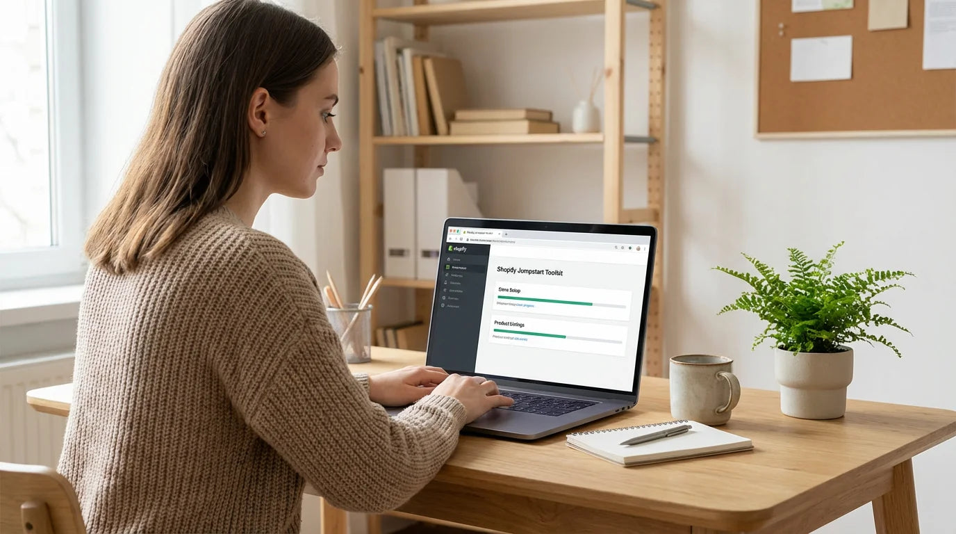 Entrepreneur using the Shopify Jumpstart Toolkit